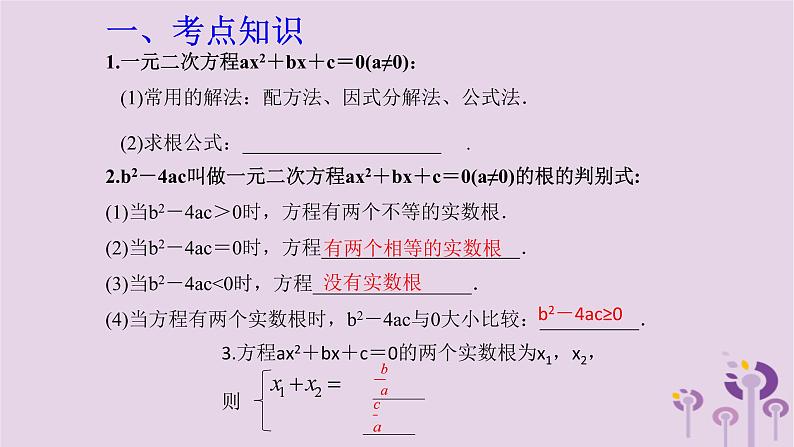 中考数学一轮复习课件 第2章 方程与不等式第7课一元二次方程(含答案)02