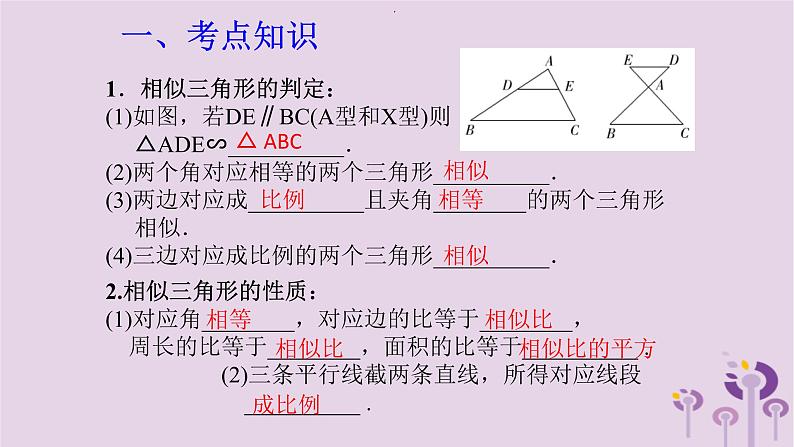 中考数学一轮复习课件 第4章 三角形第18课三角形相似(含答案)第2页
