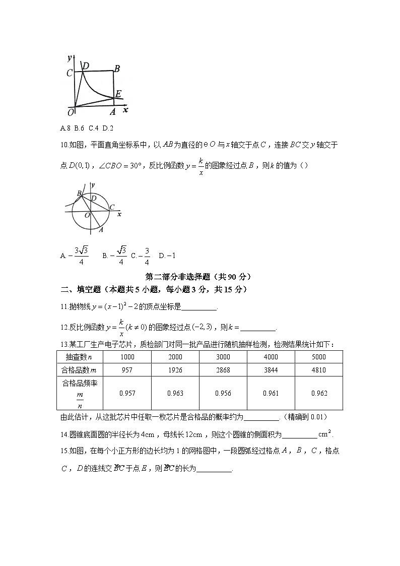 辽宁省铁岭市西丰县2024届九年级上学期期末考试数学试卷(含答案)第3页