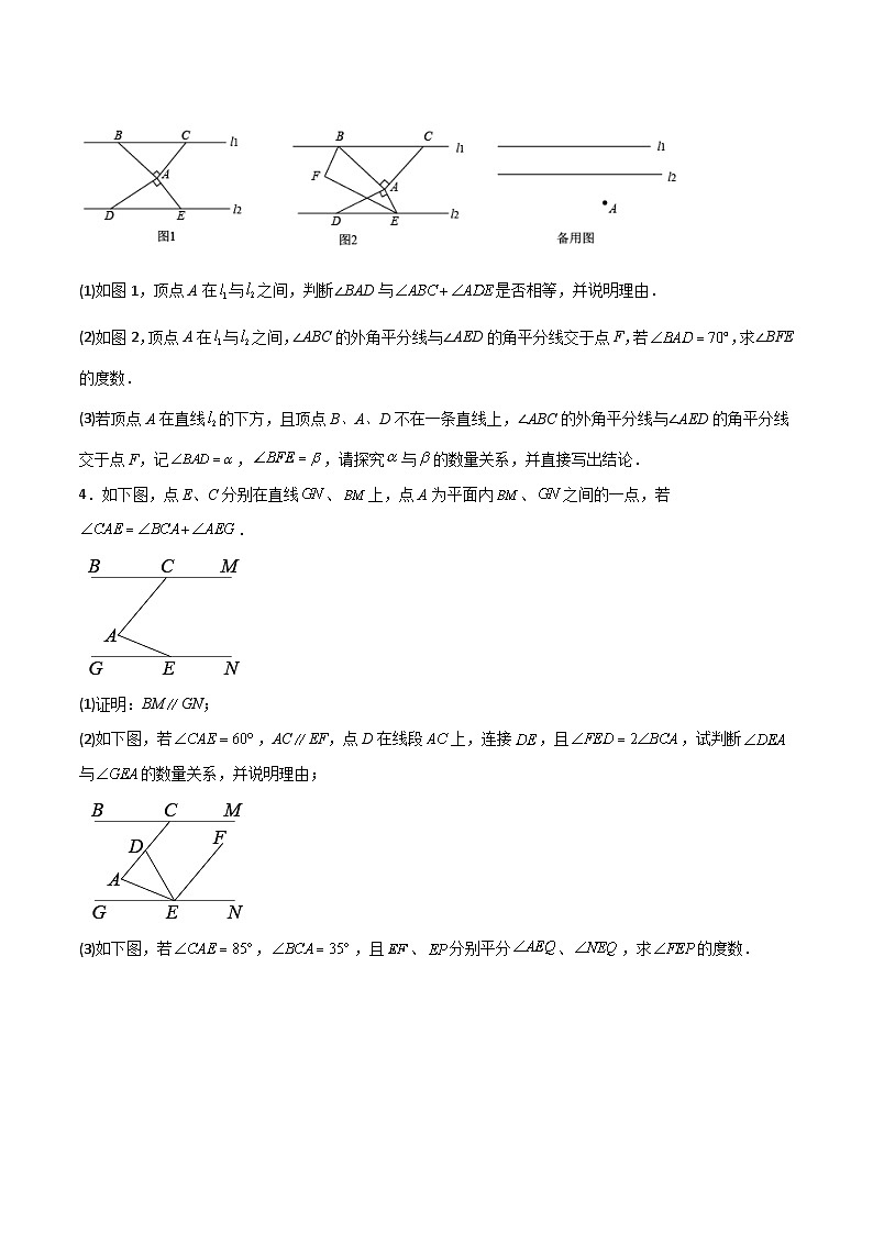 人教版七年级数学下册常考提分精练期末难点特训(四)和相交线平行线有关的压轴题(原卷版+解析)02