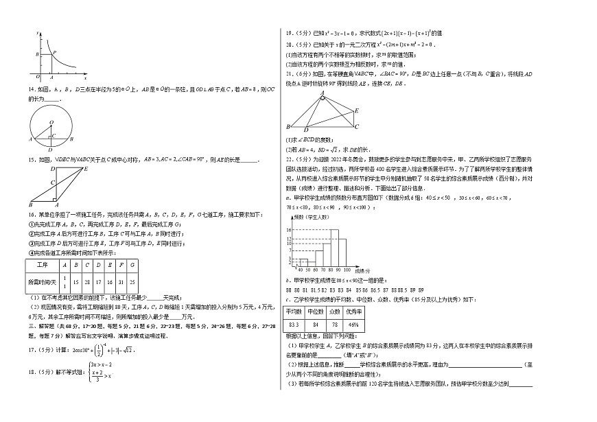 2024年中考第一次模擬考試題:數(shù)學(xué)(北京卷)(考試版A3)第2頁