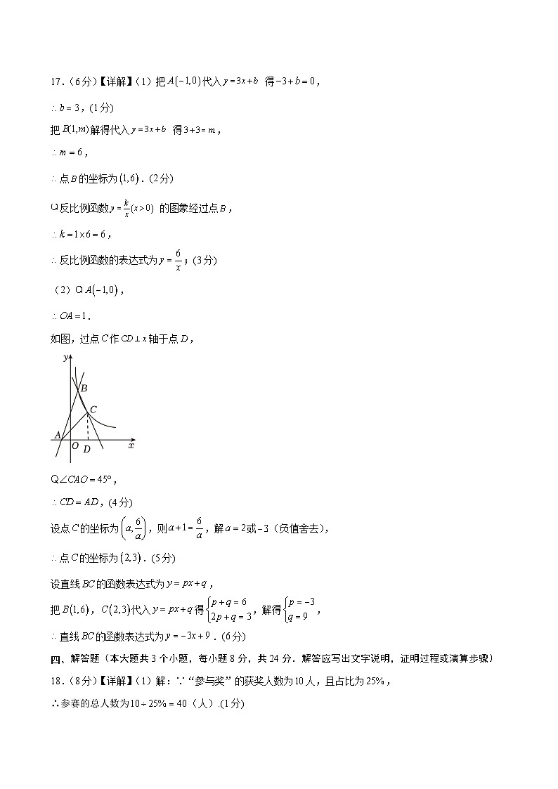 2024年中考第一次模拟考试题:数学(江西卷)(参考答案及评分标准)03