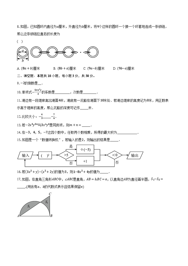 2023-2024学年江苏省南京市玄武区七年级(上)期中数学试卷(含解析)第2页