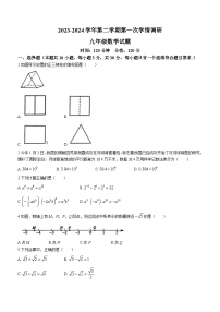 山东省聊城市东昌府区多校联考2023-2024学年九年级下学期第一次月考数学试题(无答案)