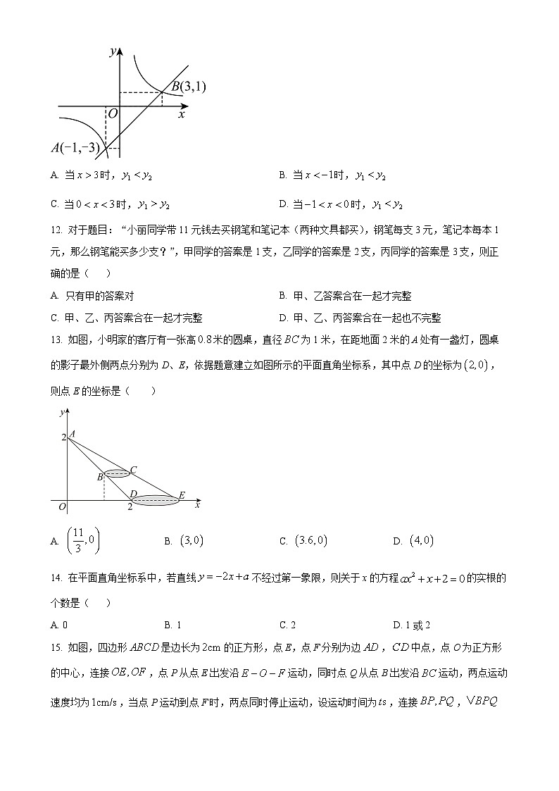 2024年河北省邯郸市第十三中学中考一模数学试题(原卷版)第3页