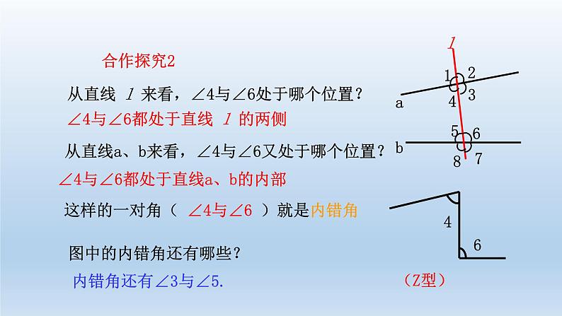 2024七年级数学下册第1章平行线1.2同位角内错角同旁内角课件(浙教版)07