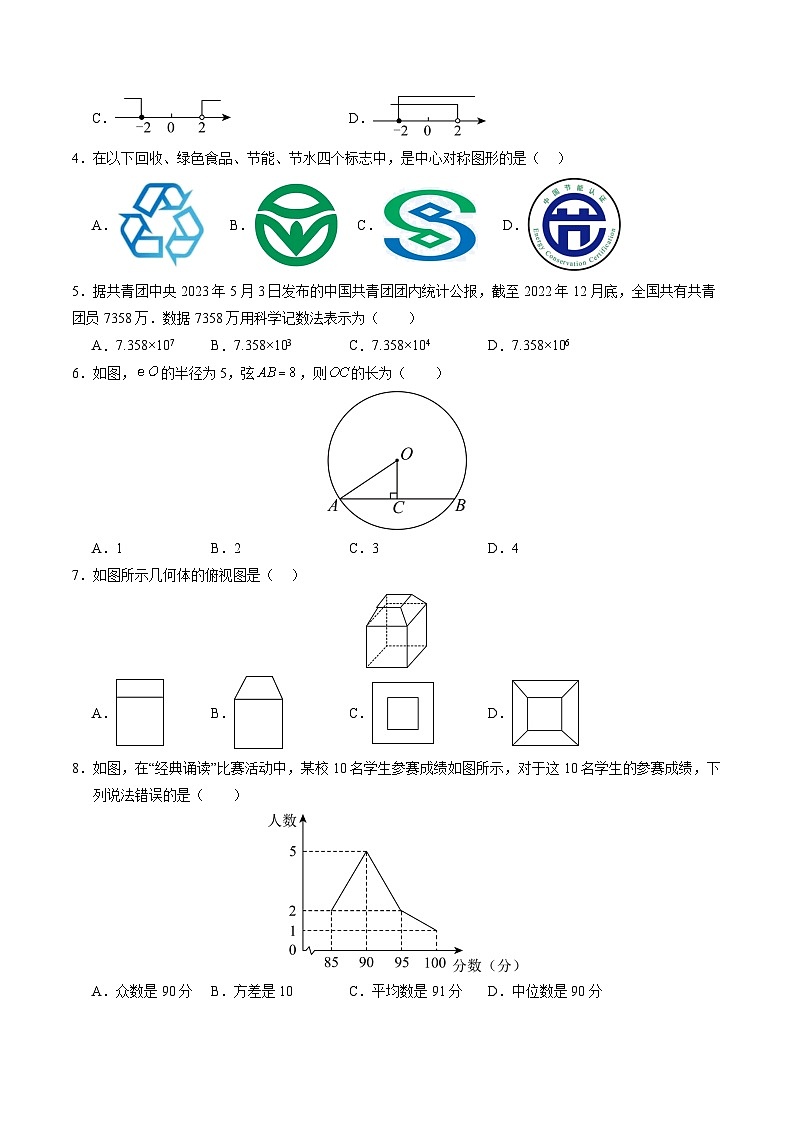 中考数学(湖南卷)-2024年中考第一次模拟考试02