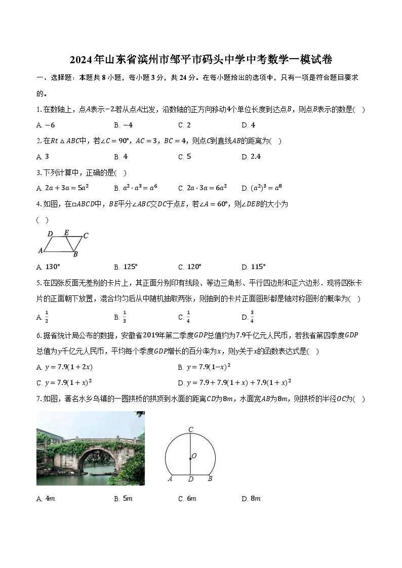 2024年山东省滨州市邹平市码头中学中考数学一模试卷（含解析）01