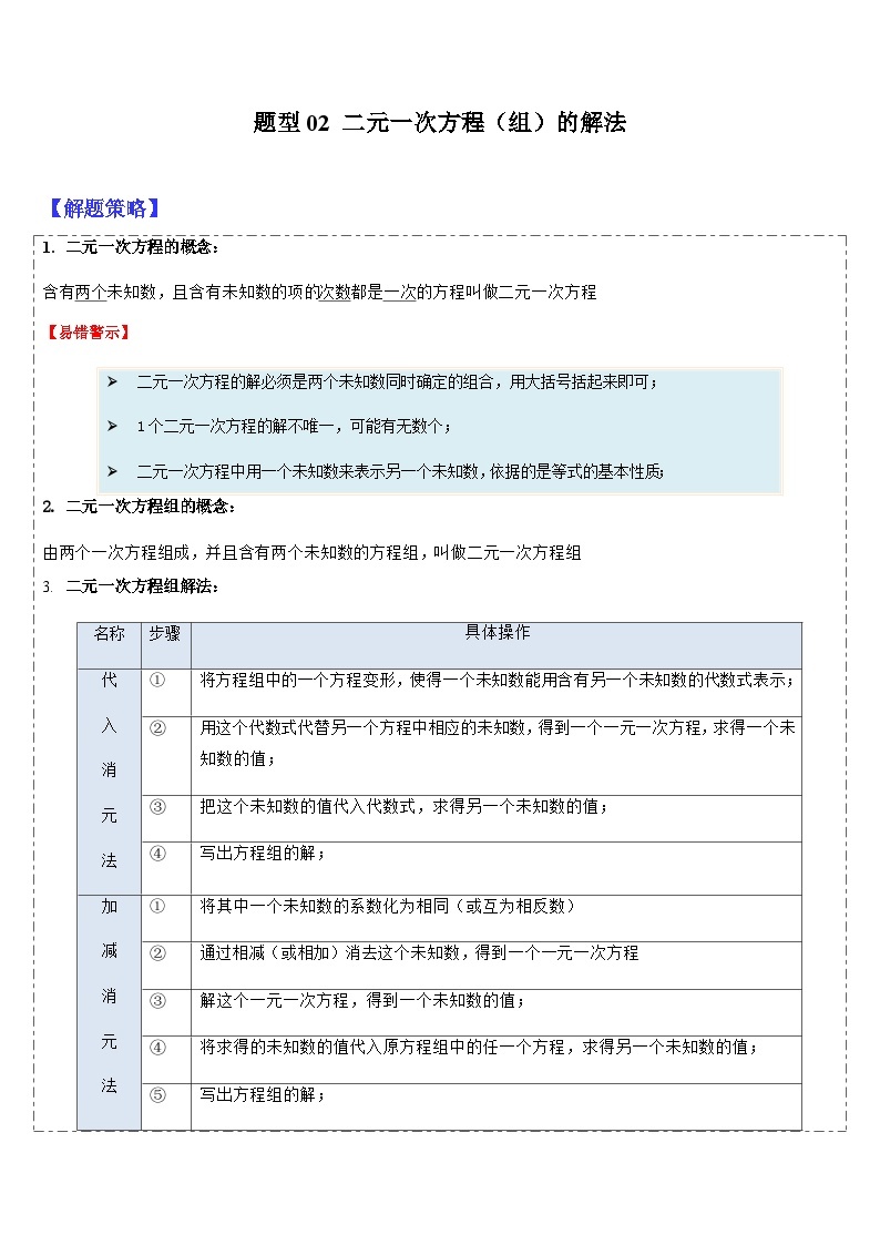 2024年中考数学三轮冲刺热门考点归纳：专题04 一次方程（组）、分式方程及其应用（原卷版+解析版）03