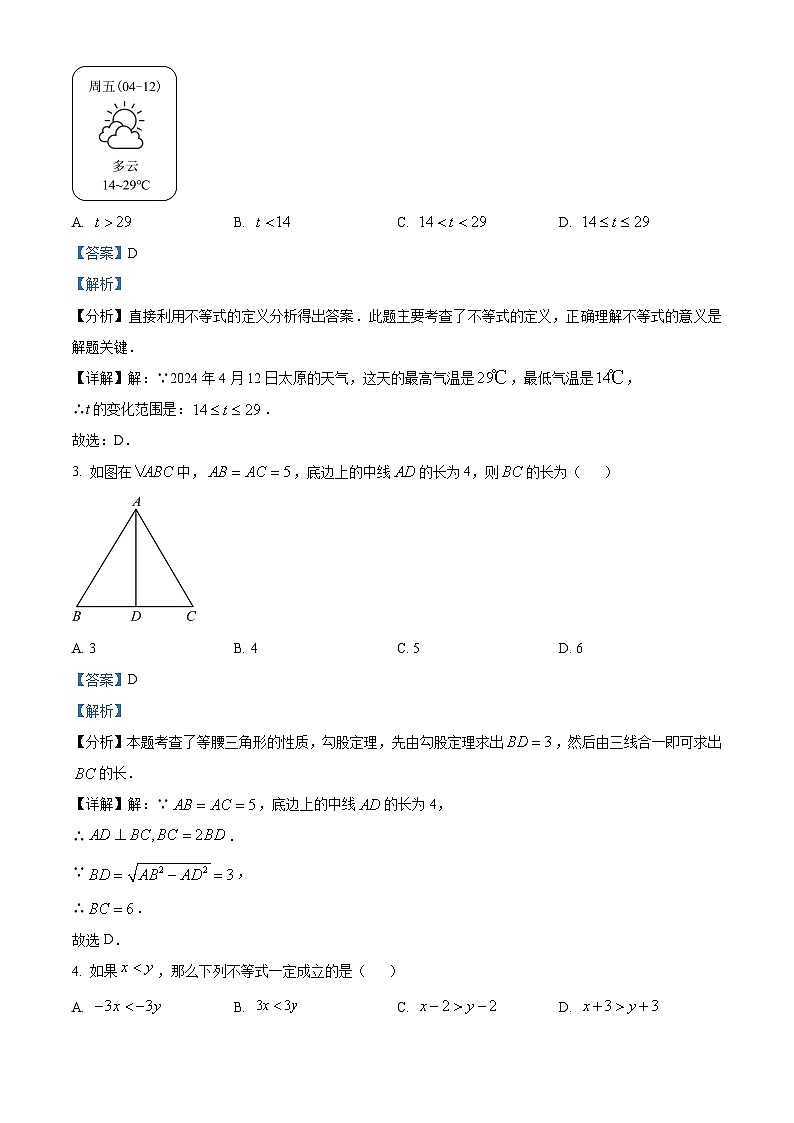 山西省太原市杏花岭区山西省实验中学2023-2024学年八年级下学期期中数学试题(原卷版+解析版)02