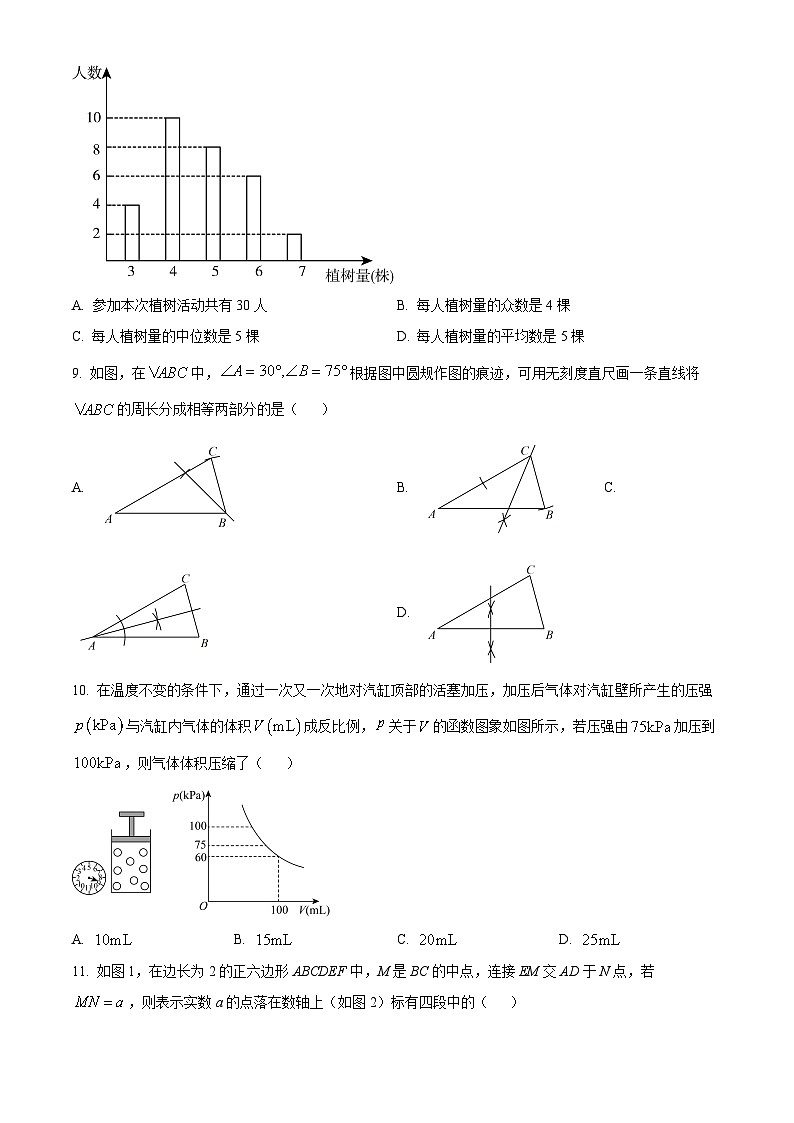 2024年河北省邯郸市第十三中学九年级中考三模数学试题(原卷版)第3页