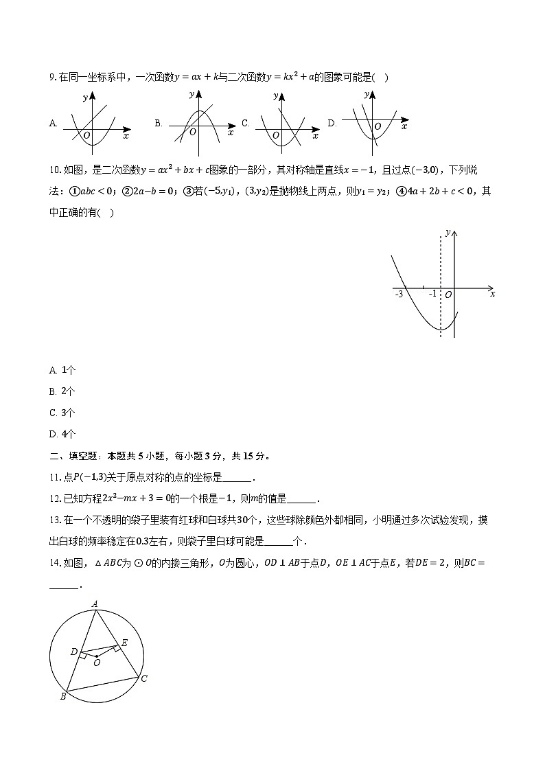 2023-2024学年广东省汕头市龙湖区林百欣中学九年级(下)素质摸查数学试卷(含解析)第2页