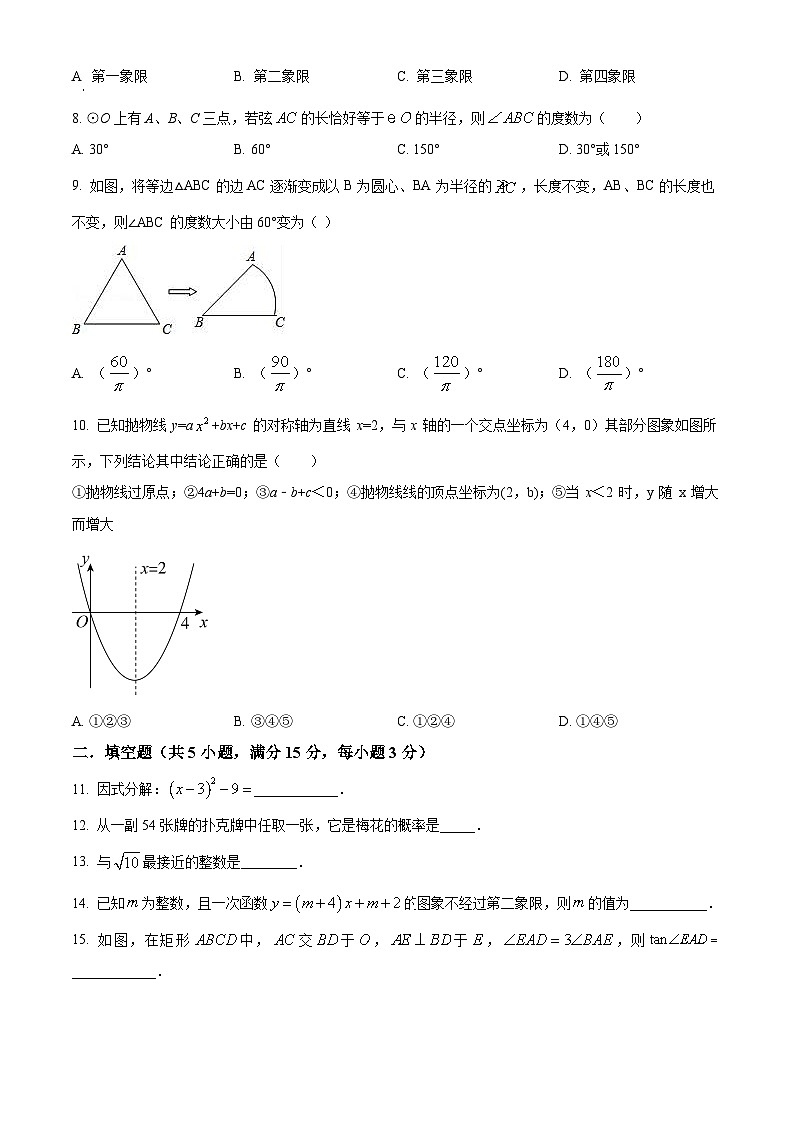 2024年广东省惠州市惠城区芦岚中学中考一模数学试题(原卷版)第2页