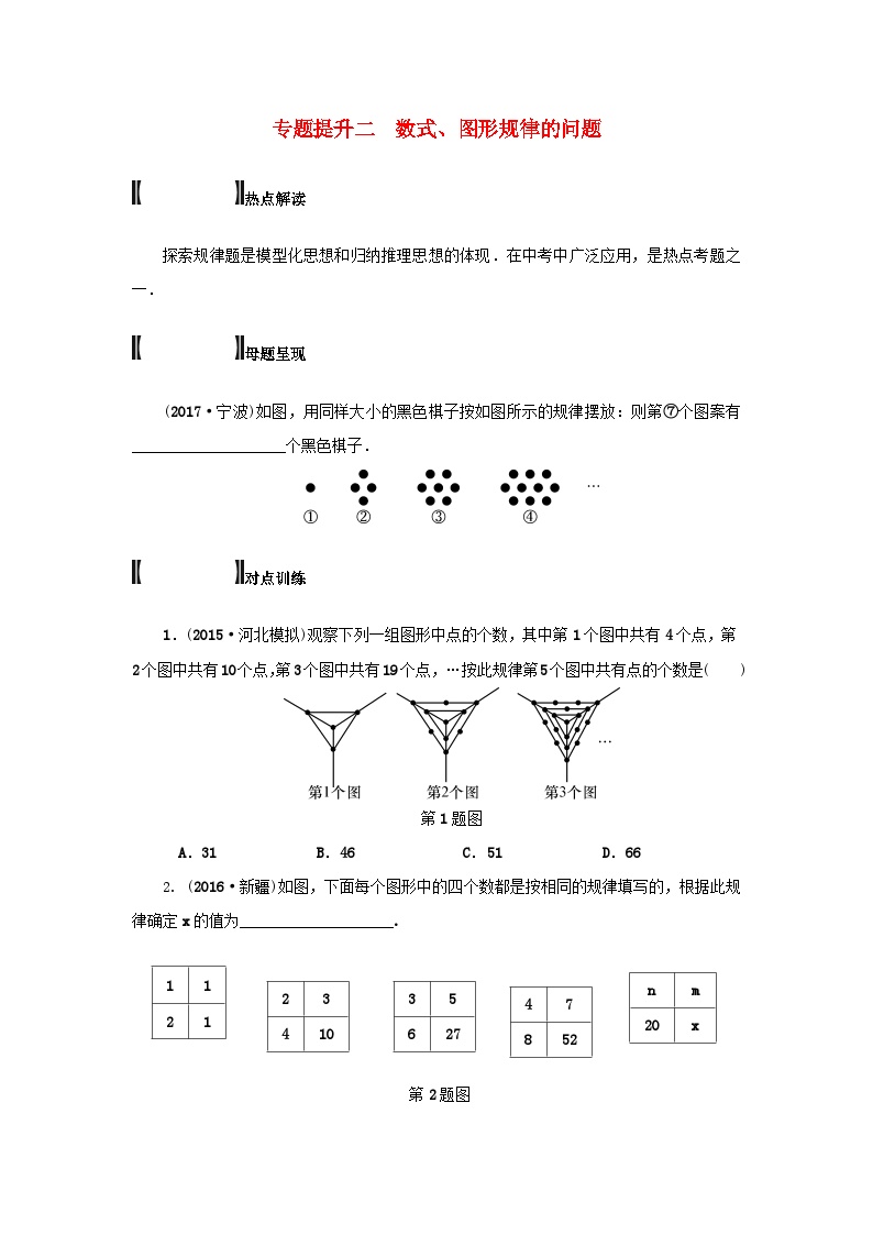 浙江省中考数学总复习专题提升二数式图形规律的问题试题