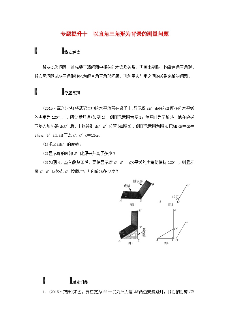 浙江省中考数学总复习专题提升十以直角三角形为背景的测量问题试题