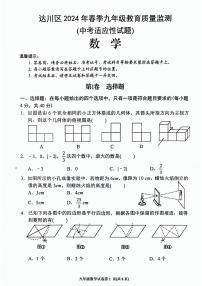 四川省达川区2024年春季九年级教育质量监测(中考适应性试题)数学