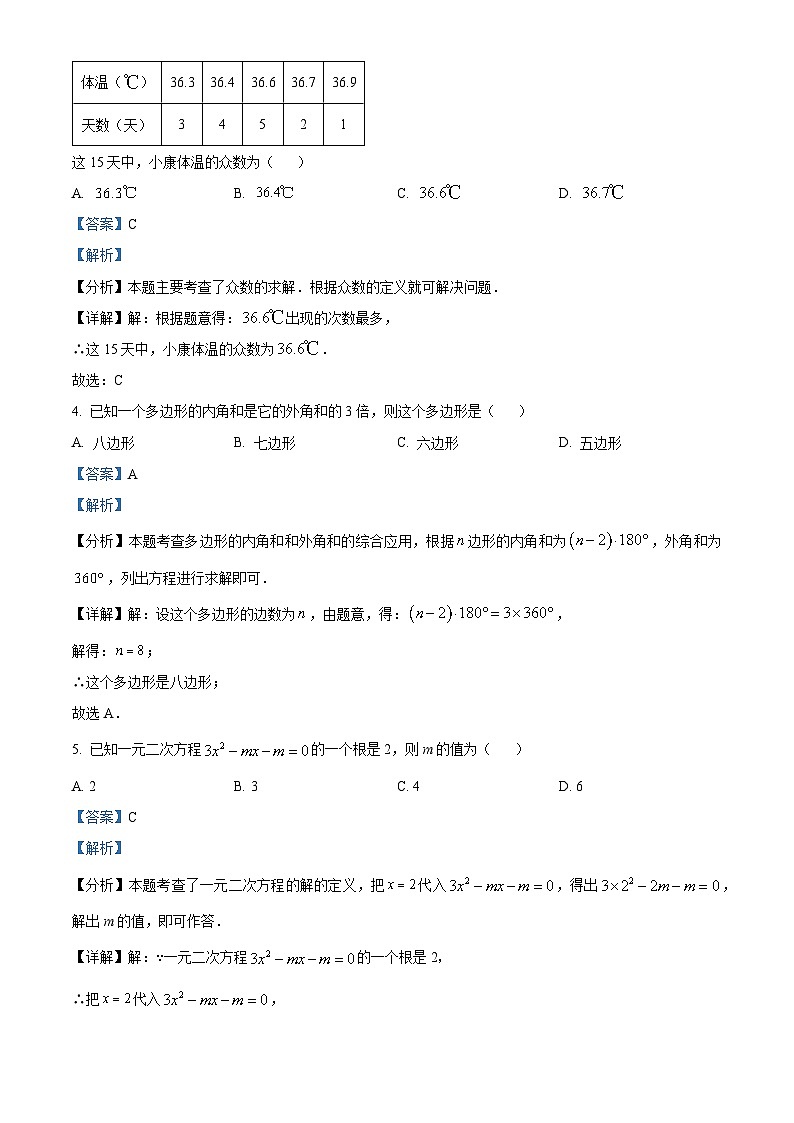 浙江省杭州市余杭区2023-2024学年八年级下学期期中数学试题(原卷版+解析版)02