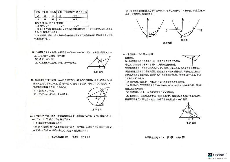 山东省聊城市临清市2024年九年级中考模拟检测(二)数学试题第3页