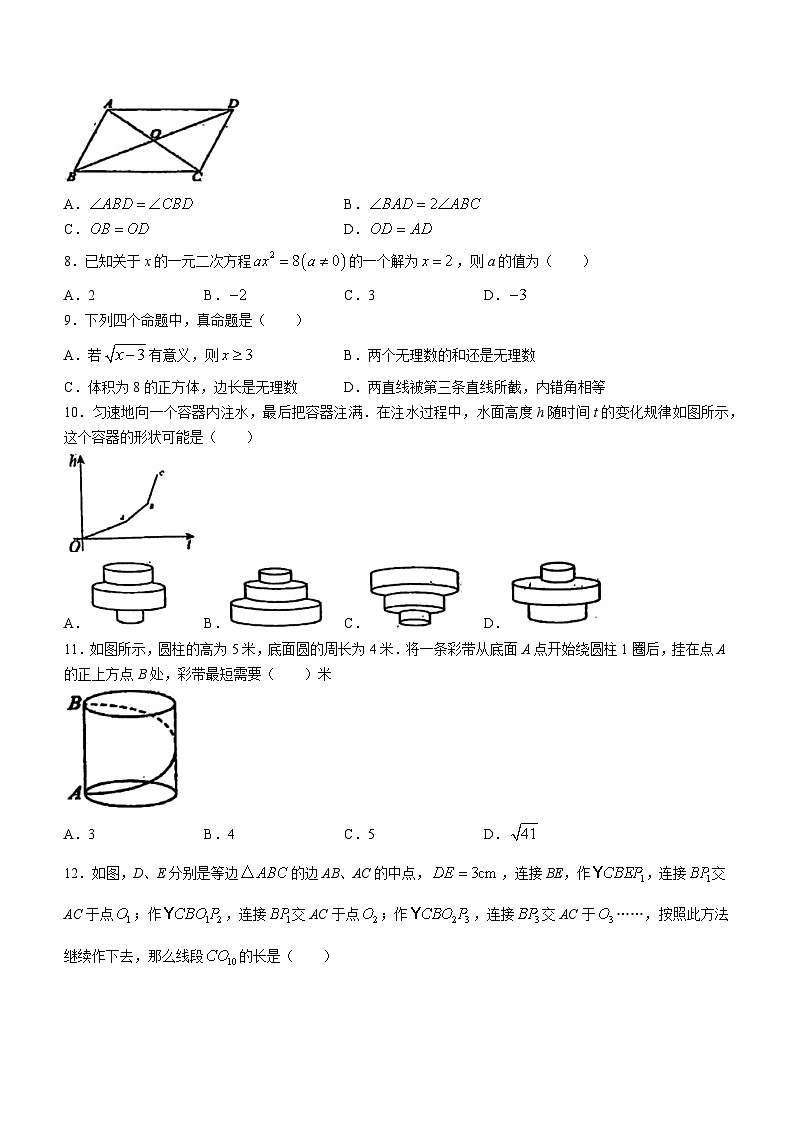 广西壮族自治区南宁市广西大学附属中学2023-2024学年八年级下学期期中数学试题(无答案)第2页