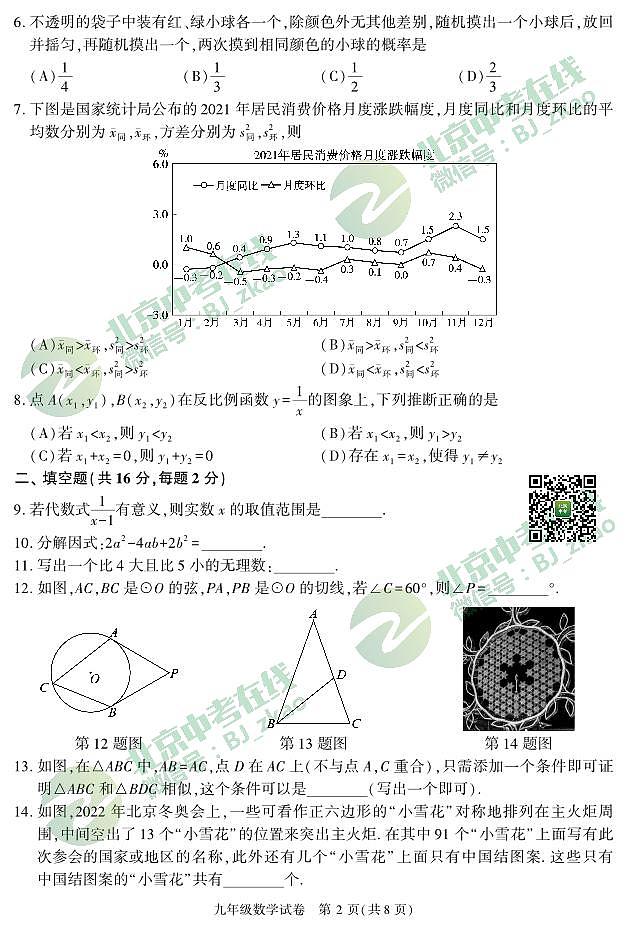 2022年朝阳区初三一模数学试卷02