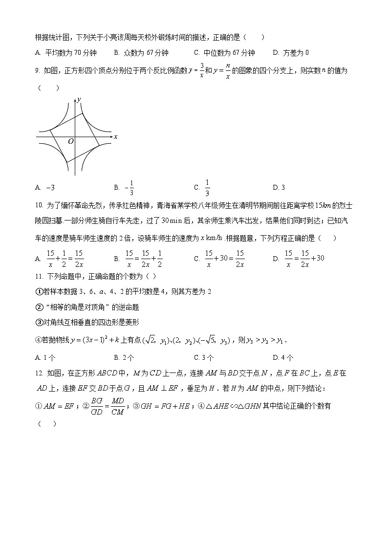 2024年黑龙江省绥化市明水县中考一模数学试题(原卷版+解析版)03