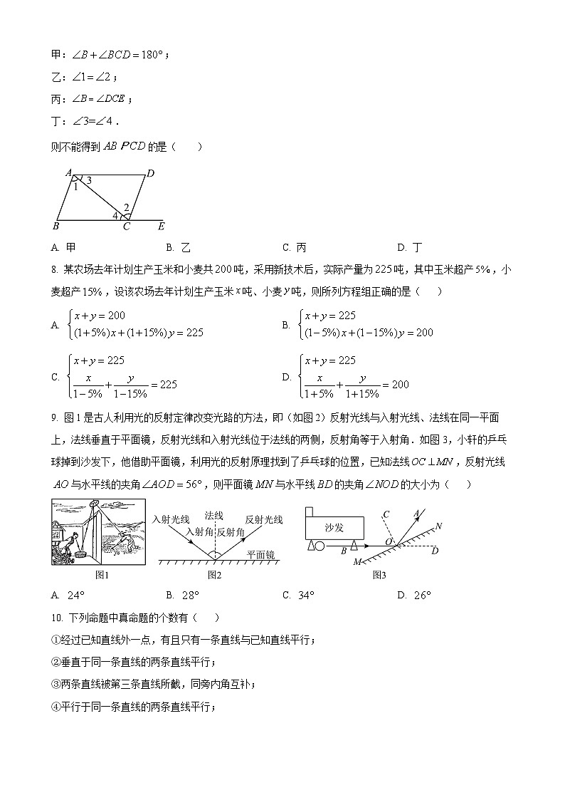 河北省沧州市泊头市2023-2024学年七年级下学期期中数学试题(原卷版)第2页