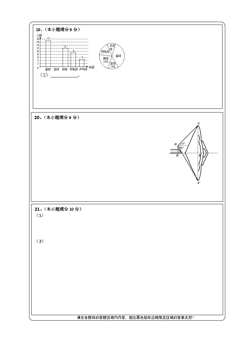 初22届二模考试答题卷第2页