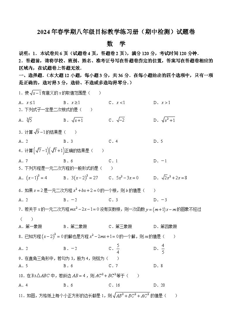 广西壮族自治区梧州市苍梧县2023-2024学年八年级下学期期中数学试题(含答案)01