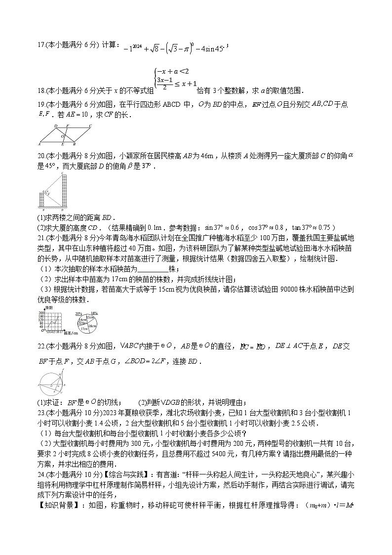 2024年山東省濟(jì)南市初中學(xué)業(yè)水平考試數(shù)學(xué)模擬試題（二）+第3頁(yè)