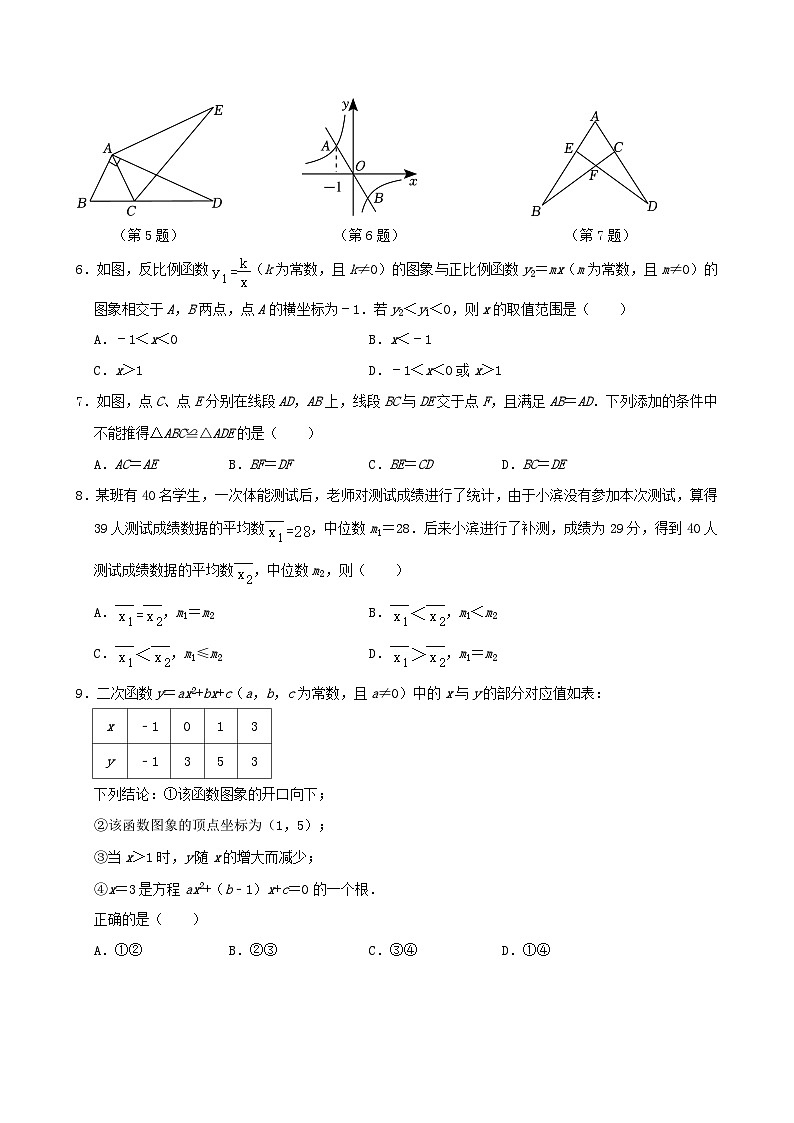 2024年浙江省杭州市滨江区九年级中考数学一模试卷02