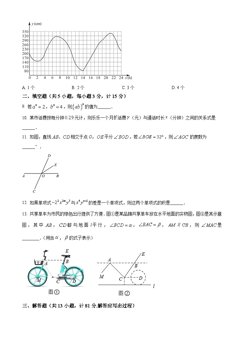 陕西省陕西学林2023-2024学年七年级下学期期中数学试题(原卷版)第2页