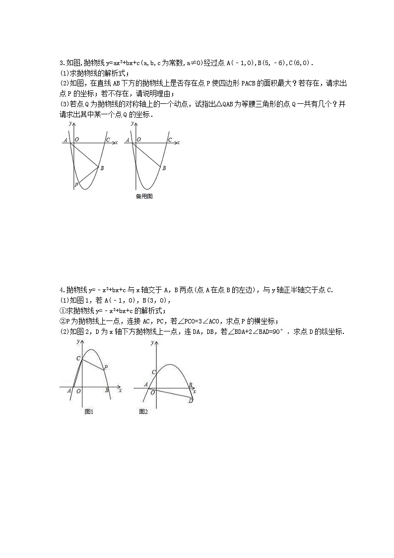 2024年中考数学二轮复习 二次函数压轴题 专项练习十(含答案)第2页