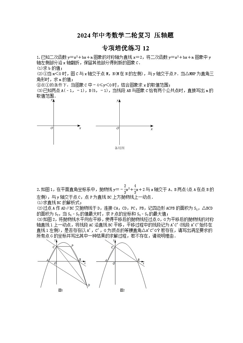 2024年中考数学二轮复习 压轴题 专项培优练习12(含答案)第1页
