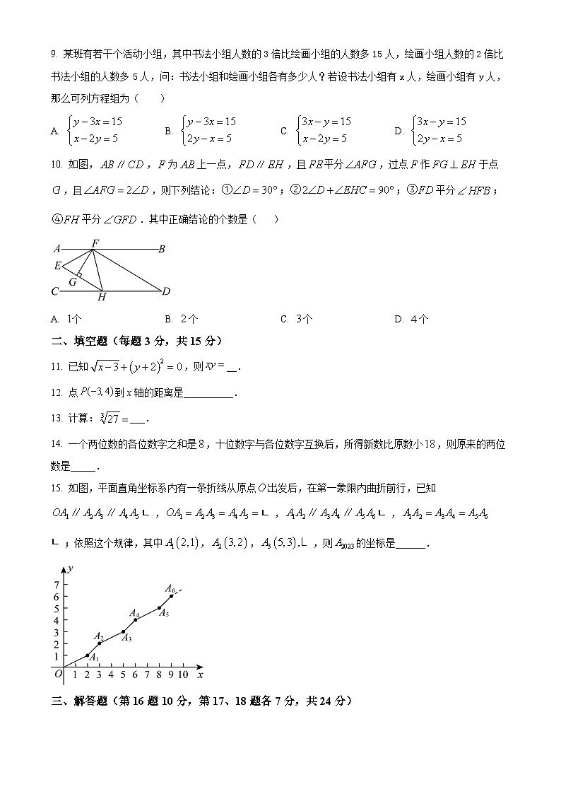 广东省江门市福泉奥林匹克学校2023-2024学年七年级下学期期中数学试题(原卷版)第2页
