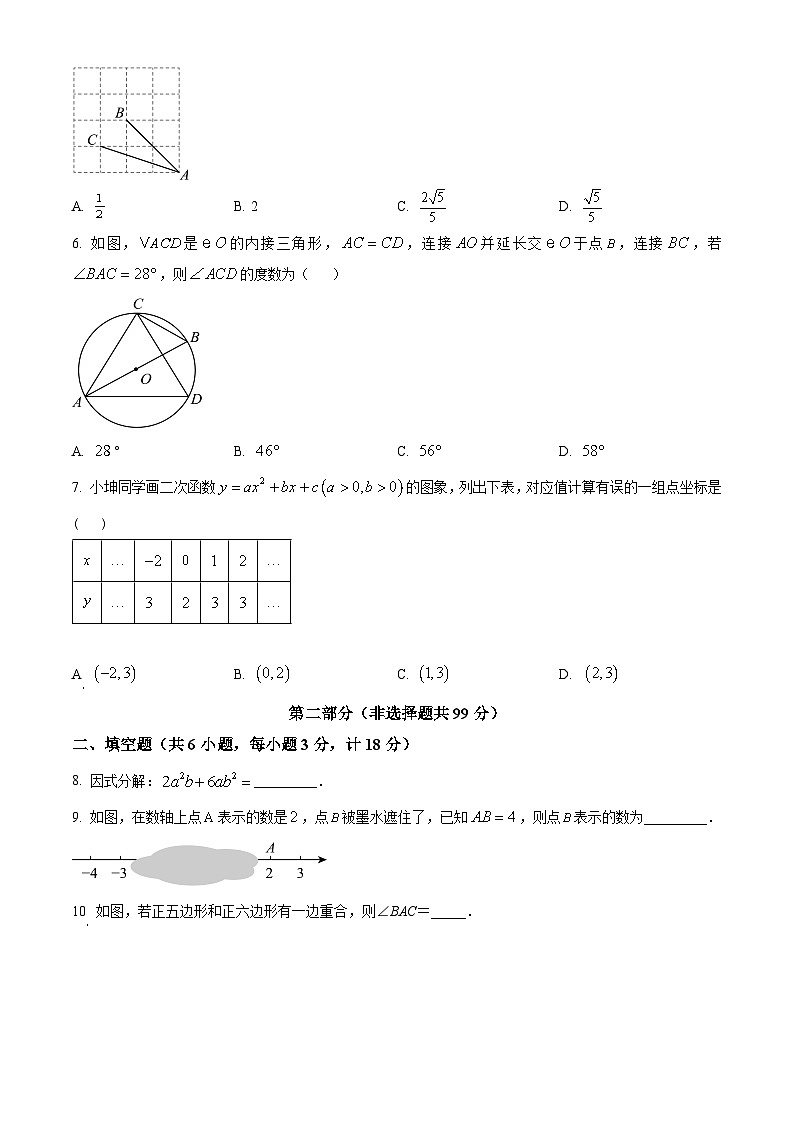 2024年陕西省西安市阎良区第一中学中考二模数学试题(原卷版)第2页