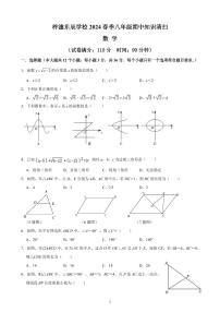 四川省绵阳市梓潼县东辰学校2023-2024学年八年级下学期期中考试数学试卷