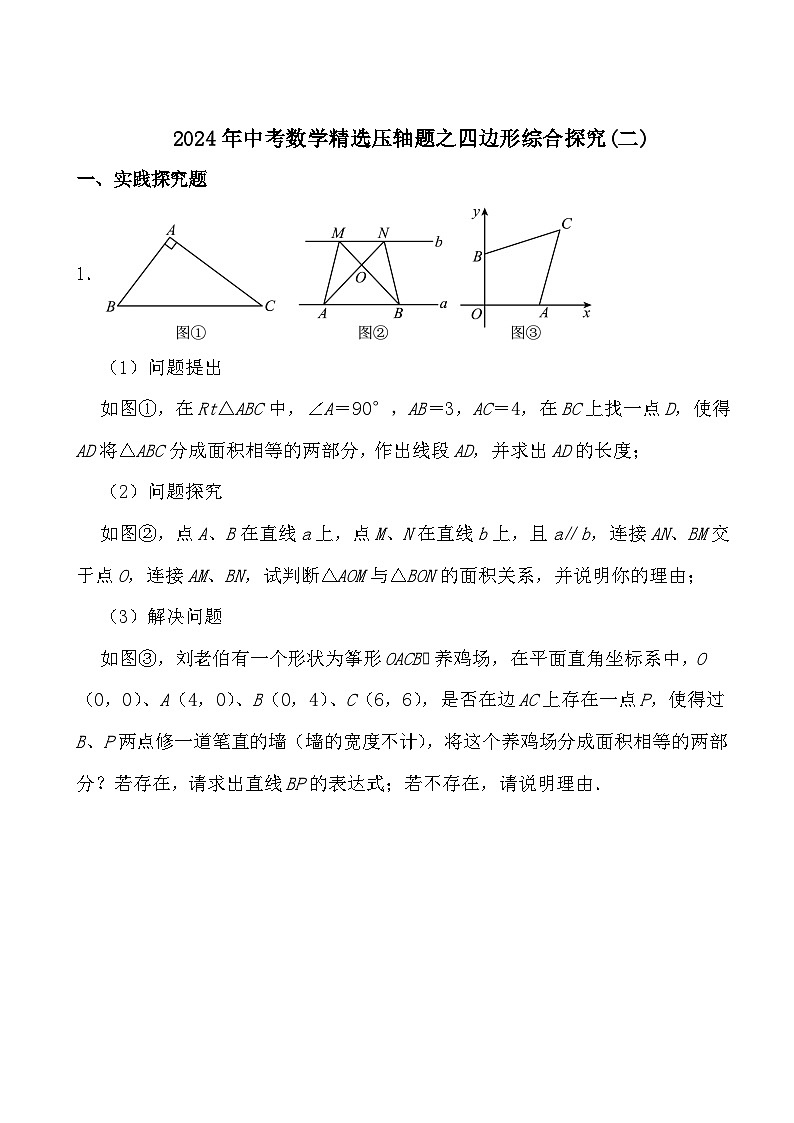 2024年中考数学精选压轴题之四边形综合探究(二)第1页