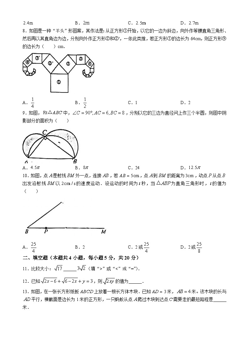 07,安徽省芜湖市无为市2023-2024学年八年级下学期月考数学试题(无答案)第2页