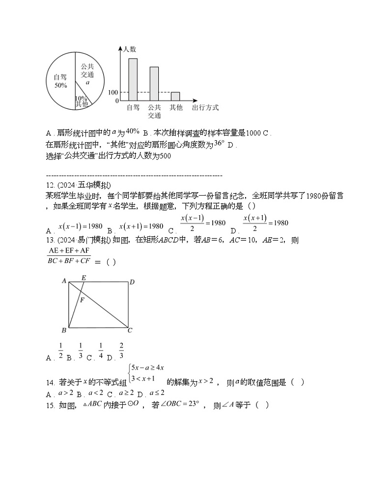 云南省昭通市永善县2024年中考数学一模试题第3页