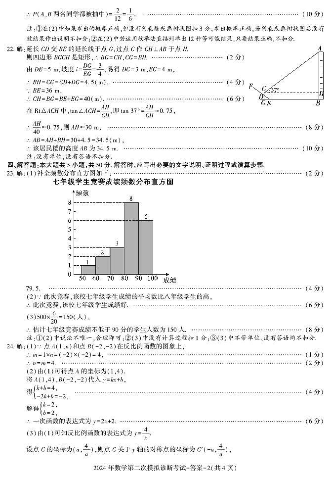 答案-二模（數(shù)學）第2頁