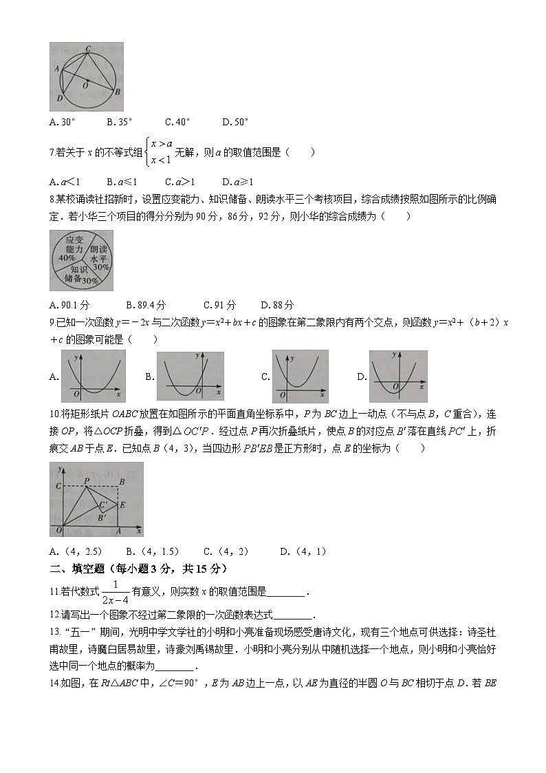 2024年河南省安阳市滑县老店镇第一初级中学中考二模数学试题(无答案)第2页