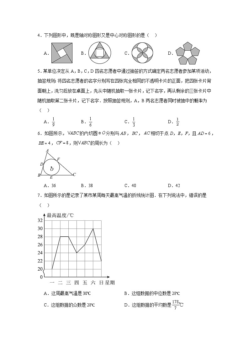 湖南省长沙市雅礼洋湖实验中学2023-2024学年中考数学三模试题第2页