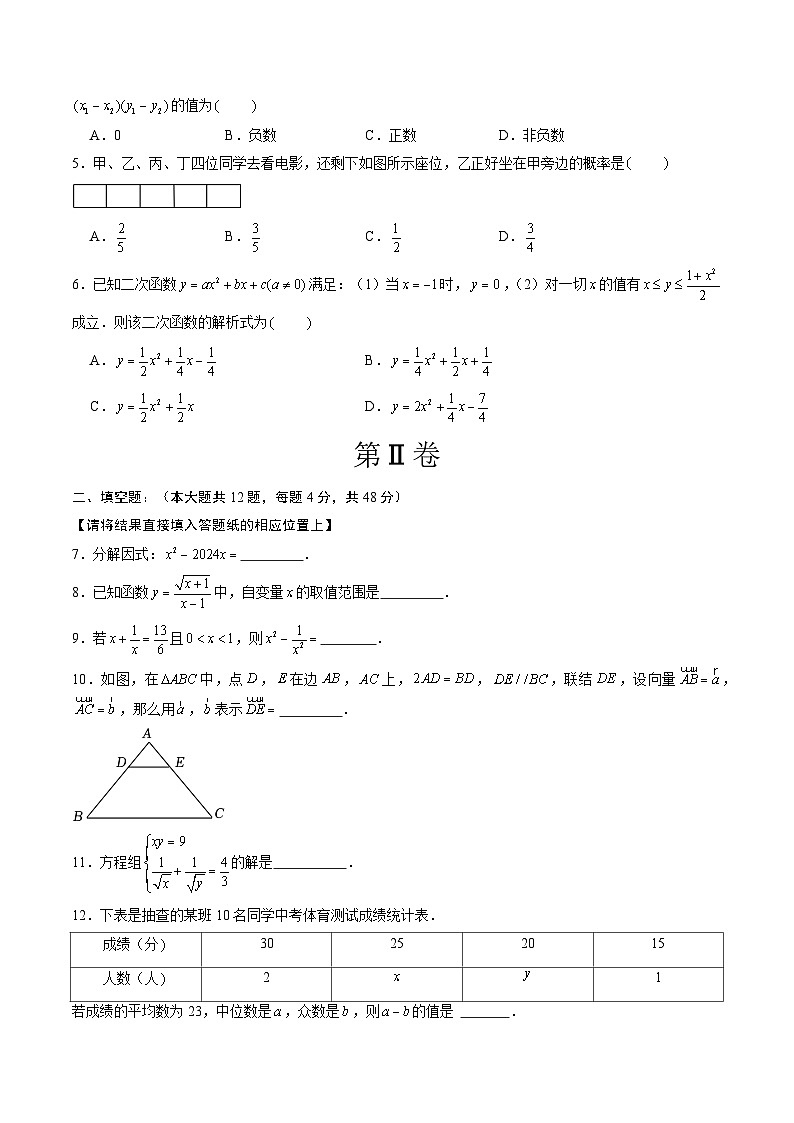 数学(上海卷)-【试题猜想】2024年中考考前最后一卷02