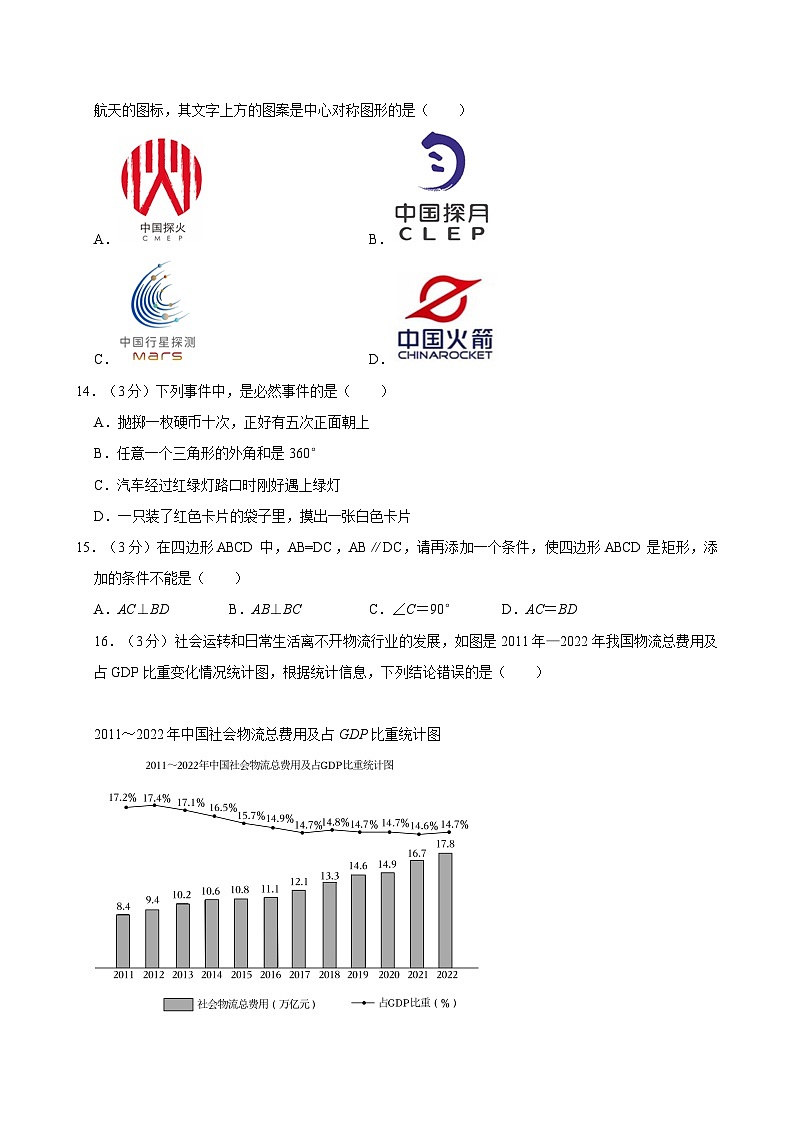 2023-2024学年江苏省镇江外国语学校八年级(下)期中数学试卷第3页