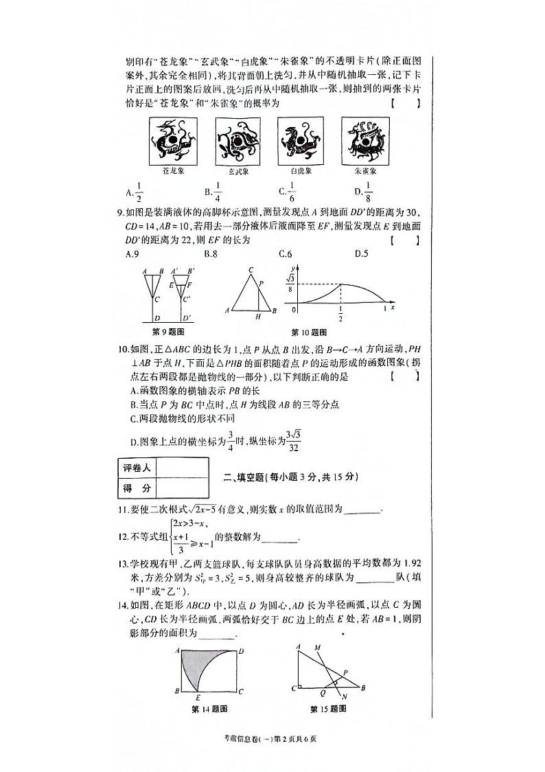 2024年河南省信阳市潢川县九年级中考二模数学试题第2页