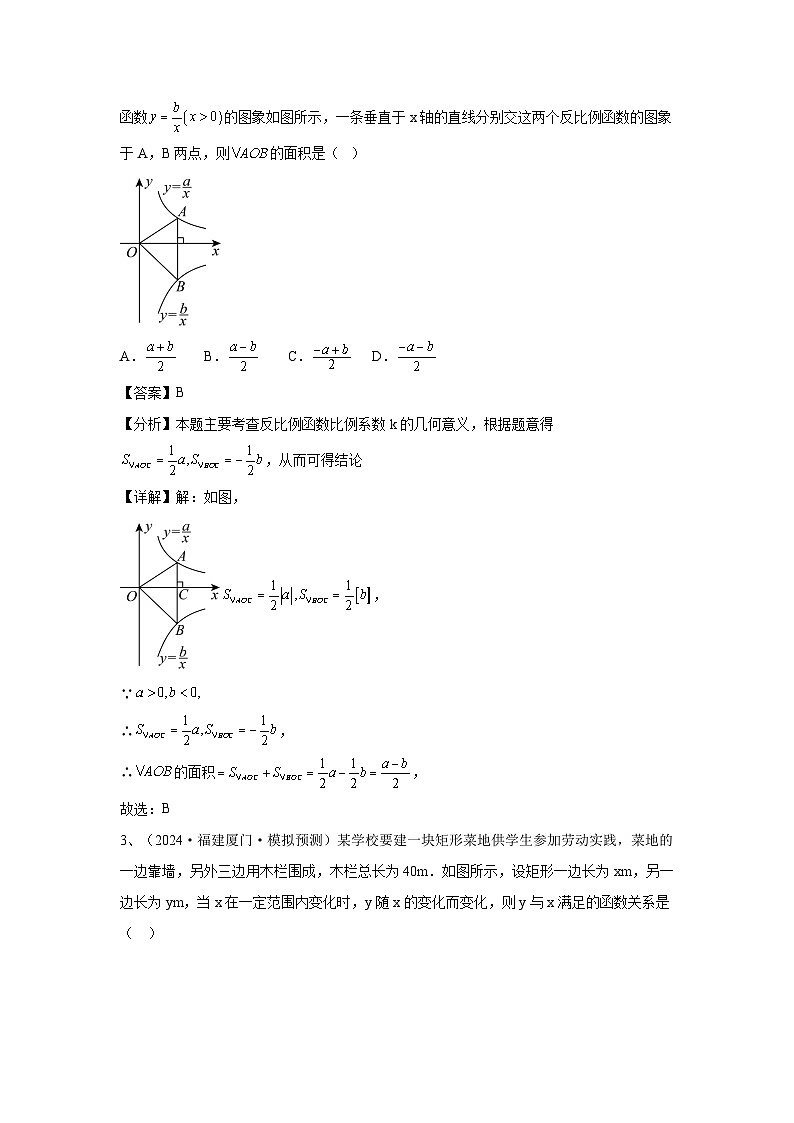 2024福建省中考數(shù)學(xué)復(fù)習(xí)一次函數(shù)與反比例函數(shù)專題復(fù)習(xí)(教師版)第3頁