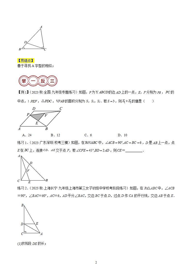 易错模型02 相似模型(十大易错分析变式训练易错题通关)(原卷版)第2页
