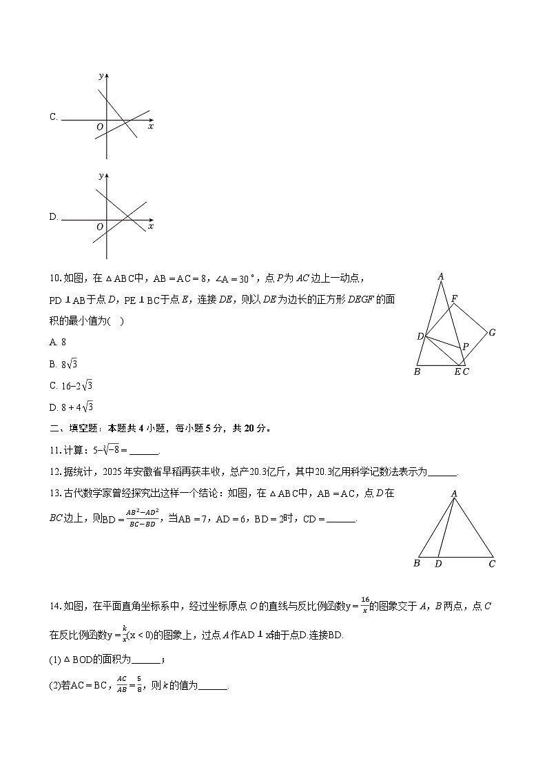 2024年安徽省宿州市灵璧县部分学校中考数学一模试卷(含详细答案解析)03