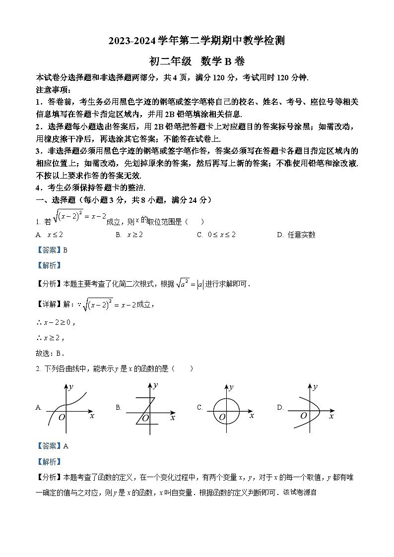 28,广东省广州市华南师范大学附属中学2023~2024学年八年级下学期期中数学试题第1页