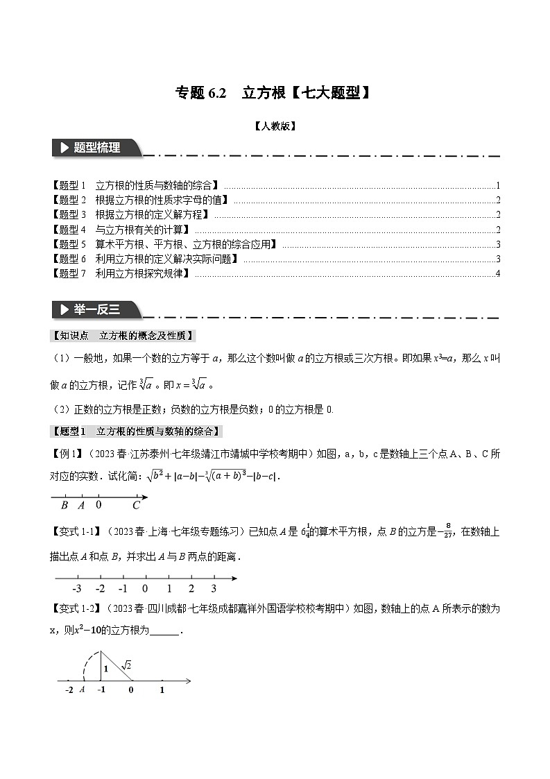 专题6.2 立方根【七大题型】(举一反三)(人教版)(原卷版)第1页